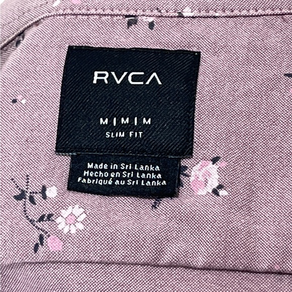 RVCA Men’s short sleeve Rose Button Up Slim Fit Medium - Picture 2 of 8